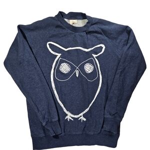 Navy Blue Owl Graphic Women's Sweater Size MED
